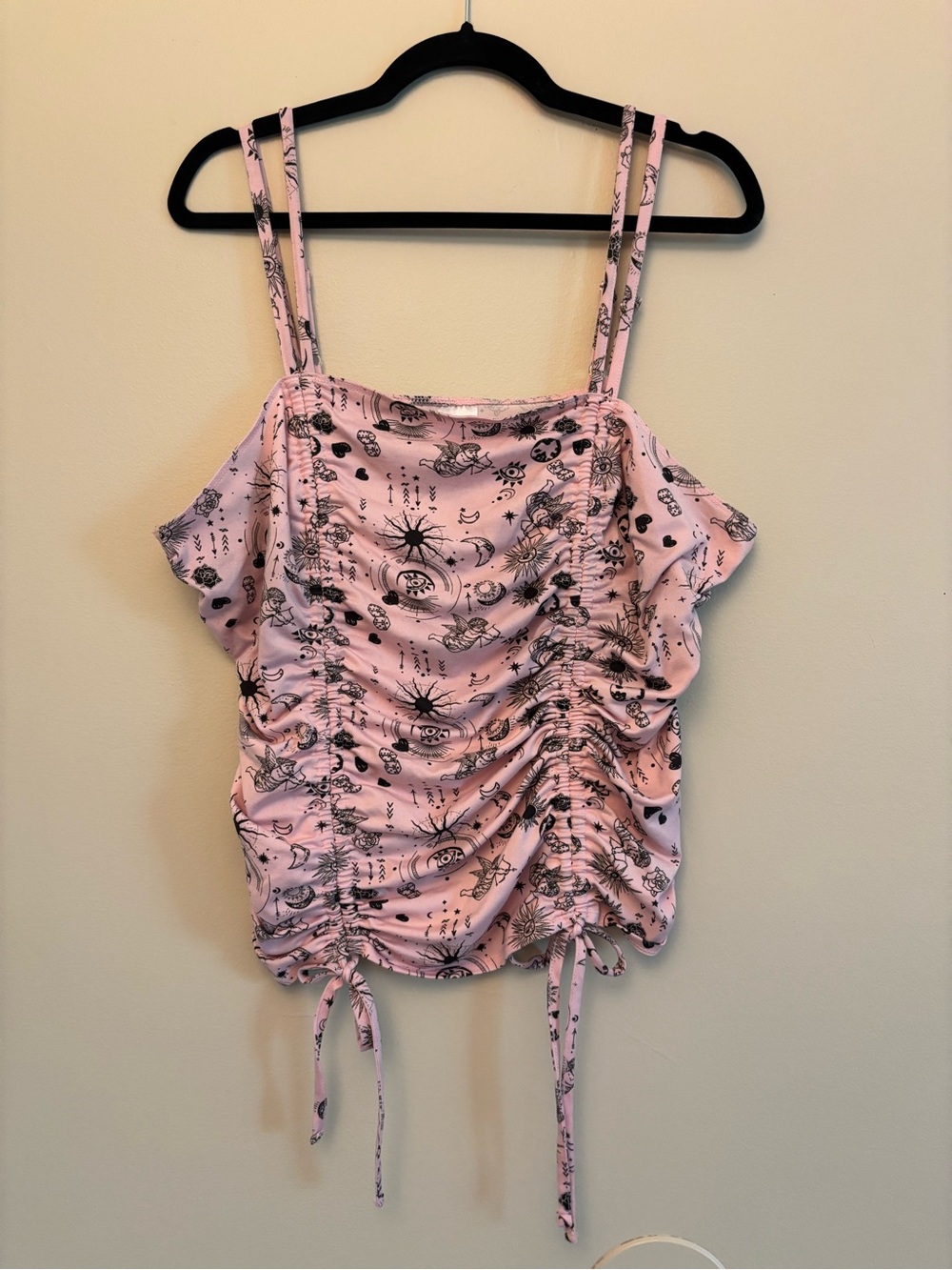 No Boundaries Pink Ruched Celestial Print Cami